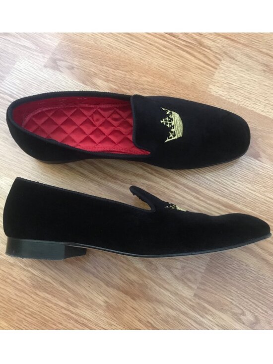 Brooks Brothers Classic Black Velvet Crown Slip on Loafers 9.5 main image 14